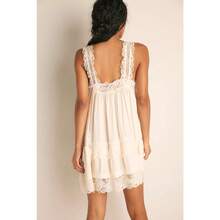 Women's Lace Trim Babydoll Mini Dress - Spaghetti Strap Flowy Boho Dress For Beach/Party Outfits Multiple Colors - White - View 4