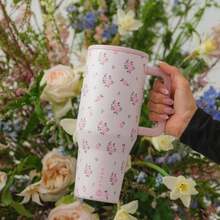 HydrojugTraveler 32 Oz/40 Oz Water Bottle With Handle & Flip Straw - Fits In Cup Holder, Leak Resistant Tumbler-Reusable Insulated Stainless Steel & Rubber Base - Gifts For Women & Men - Hoa hồng dại - Xem 2