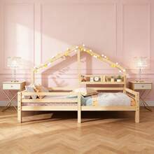 Kids Bed Frames, Headboards & Footboards - Natural + Pine + 90cm*200cm - View 1