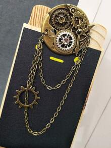 1件复古蒸汽朋克风格胸针，包含时钟、齿轮和多功能哥特式发夹，不锈钢材质 - 銅色 - 查看 7