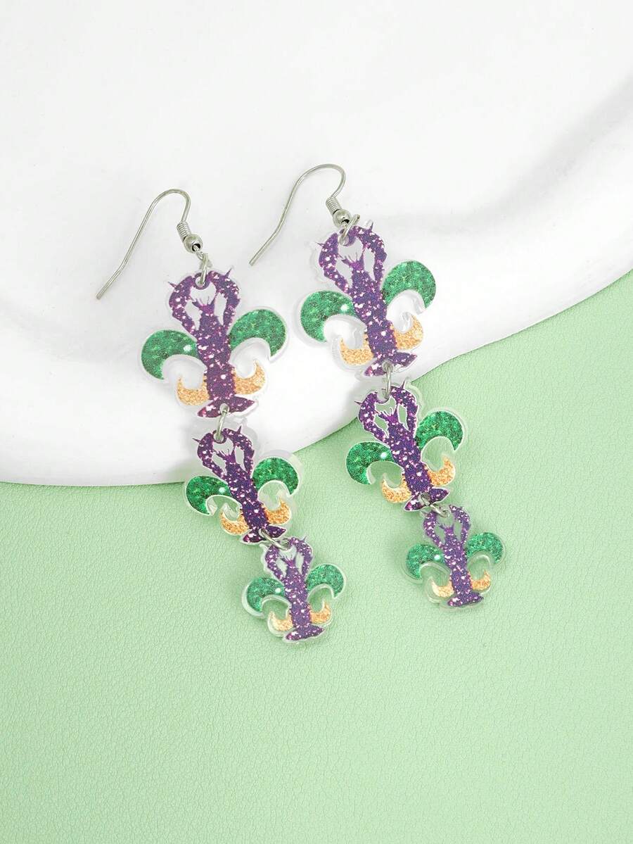 1对时尚嘉年华系列耳环，适合节日派对和日常佩戴 - 彩色 - 查看 1