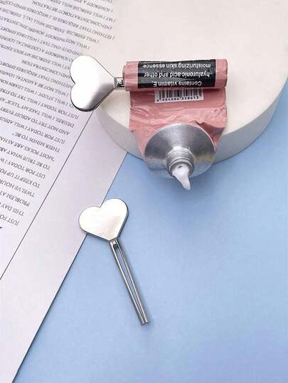 1pc Stainless Steel Round Hand Cream And Mini Toothpaste Squeezer - Tube Container Dispenser - Hand Cream Roller - Bathroom Accessory