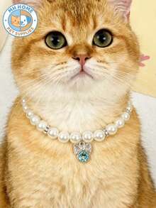 1 Piece Bow Pendant Pet Necklace, Rhinestone Cat And Dog Pendant Collar, Necklace Chain, European And American Style Collar Jewelry Cat Collar - Multicolor - View 1