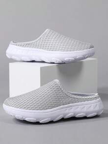 2026 Spring/Summer New Men's Soft Bottom Lightweight Casual Shoes, Fashion, Woven Nylon Mesh, Hollow Breathable, Outdoor Non-Slip Slip-On Shoes, Father's Day Gift - Light Grey - View 5