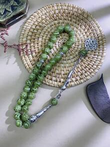 1 Piece 33pcs 10mm Green Glass Beads Single Strand Arabic Daily Wear Bracelet TASBIH - Multicolor - View 9