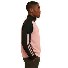 Half-Zip Two-Tone Sweatshirt, Plain, Soft, Warm - hồng/đen - Xem 2