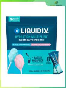 Liquid I.V. Hydration Multiplier - Cotton Candy - Hydration Powder Packets | Electrolyte Powder Drink Mix | Convenient Single-Serving Sticks | 8 Vitamins & Nutrients | 1 Pack (16 Servings) - 1PC - 查看 1