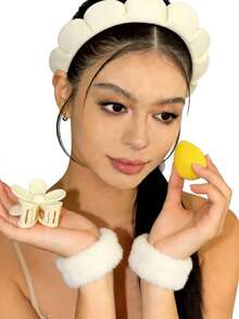 5pcs Women Sponge SPA Headband, Wristband Set With Large Flower Hair Clip, Hair Accessories Suit, Suitable For Party Gifts And Daily Use (For Better Photo Effect. The Actual Item Comes Without Packaging.) - Multicolor - View 11