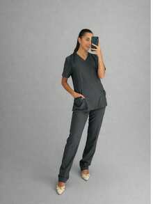 Surgical Hospital Pajamas, Scrubs, Fitted Nursing Uniform - Hijau Tentara - View 1