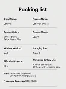 Lenovo LE230 In-Ear Bluetooth Earphones With Protective Case Set, Elegant Leather Design, HD Call Noise Cancellation, True Wireless Surround Sound, Bluetooth 5.0, Low Latency For Music, Gaming, Sports, Office, Suitable For Android, IOS, PC, Great Gift For Holidays - Black Headphones + Shark-shaped Protective Case - View 11