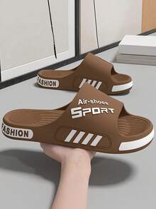 Sandalias neutras y casuales, suaves y cómodas, con diseño estampado con letras. Zapatos sin cordones de moda para hombre. Material: diseño con puntera abierta, suela suave, transpirable y cómoda. Estilo casual negro para el día a día, adecuado tanto para uso en interiores como en exteriores. Un artículo imprescindible para viajar. - Marrón - Ver 5