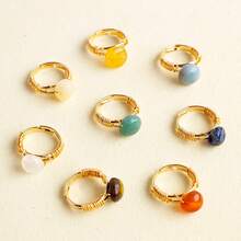 1PC Natural Crystal Amethyst Small Ball Ring Quartz Minerals Jewelry Quartz Women Fashion Ring Reiki Healing Jewelry Mother's Day Gift - Ring - View 2