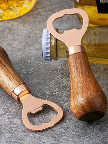 1pc Rosewood Beer Bottle Opener, Stainless Steel Bottle Opener With Wooden Handle, Modern Minimalist Beer Bottle Cap Opener, Multifunctional Soda Bottle Opener - Multicolor - View 7