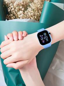 1pc Astronaut & Airplane Design LED Electronic Sports Watch, TPU Material, Suitable For Youth, Students, Daily Life, Back To School - Blue - View 4