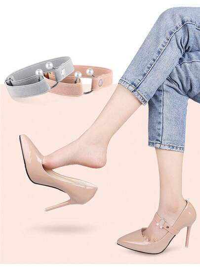 1 Pair Women's Elastic No-Tie Shoelaces, Decorative Ankle Strap Suitable For High Heels, Sandals, Flats, Boots, Suitable For Winter, Ramadan, Valentine's Day, Also Can Be Given As A Home Gift To Friends