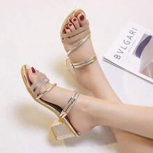 Sandalias de tacón alto para mujeres - Dorado - Ver 5