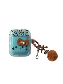 Sanrio 三丽鸥可爱卡通蓝色豹纹KT猫咪配对吊坠，兼容苹果第四代/第三代无线蓝牙耳机，2个无线蓝牙耳机保护套，个性化耳机保护套 - 彩色 - 查看 3