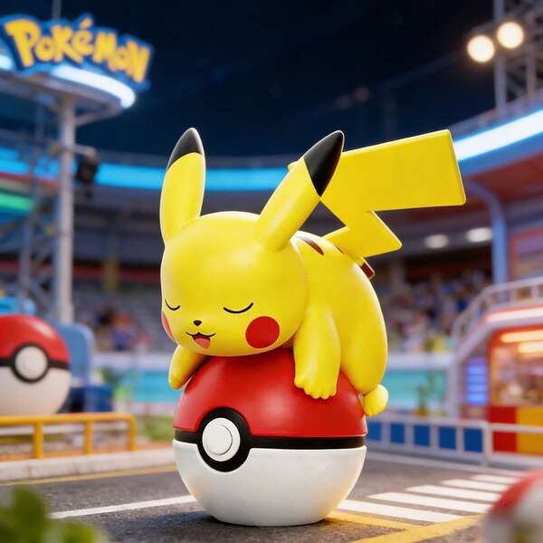 pokemon Pokémon Pikachu leuchtende Pokéball Figur Sammlerstück Blindbox, leuchtender Pokéball Schlüsselanhänger Dekoration für Auto/Schreibtisch | Super süßes 3D Design | Geruchlos | Leuchtet im Dunkeln | Perfektes Geschenk für Feiertage