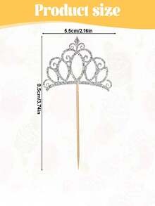24/12个银色皇冠蛋糕装饰插牌，带闪光，适用于女王/公主主题蛋糕、婚礼、生日、性别揭晓派对蛋糕装饰 - 彩色 - 查看 8