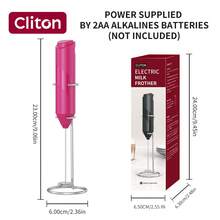 CLITON 電動牛奶起泡器 6色（黑色、白色、藍色、綠色、粉色、紅色），3款選擇：單件、塑膠、不鏽鋼，簡約設計，AA電池供電（不含電池），靜音便攜攪拌器，適用咖啡、廚房，聖誕節與婚禮禮物 - 彩色 - 查看 15