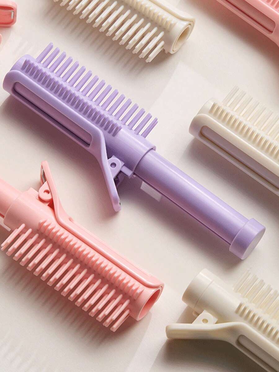1pc High Skull Top Extendable Curling Hair Comb, Portable Styling Comb With Hair Curling Clip. - A - View 1