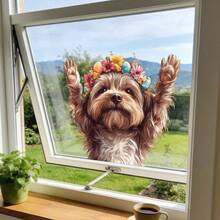 1/3pcs Removable Static Cling Window Film. Reusable Vinyl Static Cling Glass Stickers With Cute Dog & Cow Patterns, Suitable For Living Room And Home Decor - Multicolor - View 7
