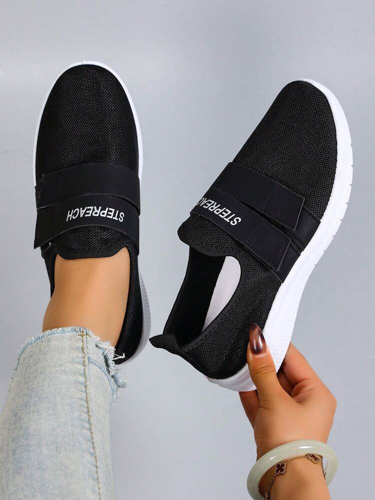 STEPREACH 新款女士休闲运动鞋，网面透气舒适轻便防滑套脚驾驶鞋 - 黑色 - 查看 2