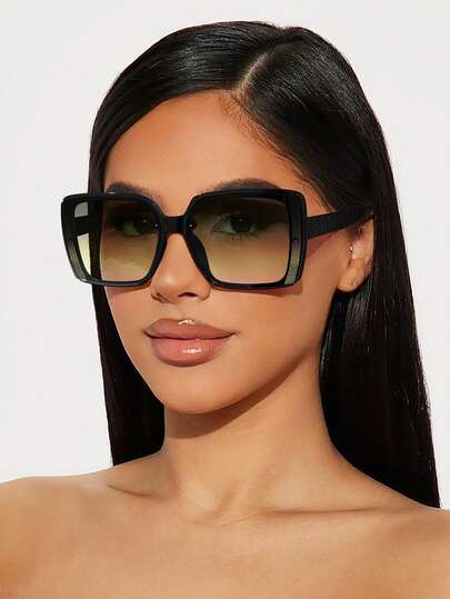 1 PC Women's Elegant Casual Basic Square Polycarbonate Frame Fashion Glasses For Office Work And Everyday Outfit Pairings