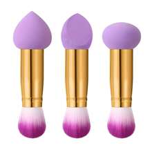 2-In-1 Dual-Head Foundation Makeup Sponge Brush, With Handle, Dry & Wet Separation, Includes 3 Sponge Shapes - Multicolor - View 1