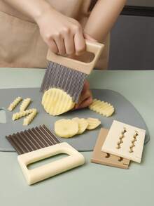 1 pieza Cortador de patatas ondulado multifunción con cubierta protectora de plástico, cuchillo de patatas ondulado creativo, rebanador de verduras ondulado, cortador de patatas fritas onduladas, herramienta de corte de cocina multiusos, máquina de hacer patatas fritas, regalo para Acción de Gracias/Navidad/Halloween - Multicolor - Ver 6