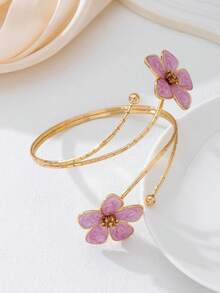 1pc Irregular Shaped Floral Arm Cuff For Women, Stylish Accessory For Summer Parties, Weddings, Vacations, Back To School, New Year Gifts For Friends And Family - White - View 13