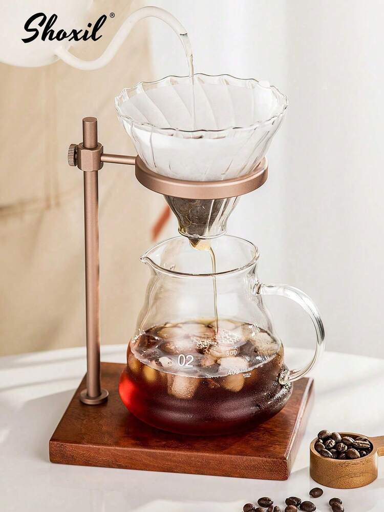 shoxil 1pc Pour Over Stand, Dripper Coffee Stand, Coffee Filter Stand, Height Adjustable Brewing Coffee Holder With Walnut Base - Coffee Dripper Stand - View 8