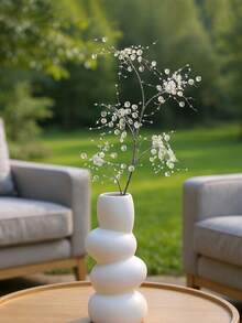 1支透明水晶花枝，仿真花朵，时尚手工串珠，人造植物，适用于花园花环装饰、节日礼物派对、家居客厅桌面装饰、母亲节礼物花束 - 銀色 - 查看 4