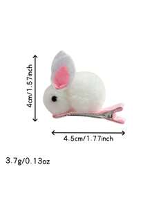 4pcs Easter Cute Animal Element Fluffy Faux Rabbit & Duck Clip Hair Accessories For Women, Available In White And Pink, Suitable For Bangs, Sides, Daily Wear, Claw Clips, Alligator Hair Clip, Hair Barrettes, Head Accessories, Hair Slide - Multicolor - View 3
