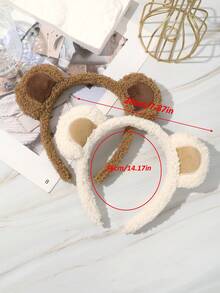 1pc Cute Brown Bear Ear Soft Plush Headband, Furry Animal Ear Headband, Cosplay Party Costume Accessory Hairband - Multicolor - View 7