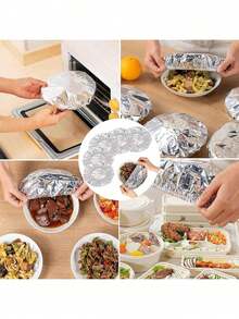 20/10/5 Peças Tampa Reutilizável de Alumínio, Aquecedor de Mesa de Alimentos, Sacos de Armazenamento de Alimentos, Sacos de Preservação de Alimentos, Armazenamento de Cozinha, Embalagem Plástica Doméstica, Contato, Armazenamento de Sobras, Tampa de Retenção de Frescor e Calor de Cozinha, Adequado para Tigelas, Pratos e Pratos, Mantém os Alimentos Quentes, Frescos e à Prova de Poeira, Equipamento de Preservação de Alimentos - Multicolorido - Visão 4