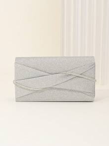 女士手拿包，晚宴手拿包，闪亮水晶褶皱手提包，亮片信封钱包，适合派对女士，完美适用于派对、婚礼、舞会、晚宴，是送给女士的最佳礼物，亮片晚宴钱包，派对和舞会手提包 - 銀色 - 查看 4