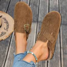 女士铜扣穆勒鞋，复古风格平底拖鞋，休闲优雅百搭凉鞋，适合日常穿着，四季皆宜。 - 摩卡棕 - 查看 3