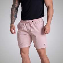 Men's Denim Shorts, Colorful Short Bermuda Shorts, Preppy Style - Rosa Pálido - Ver 4
