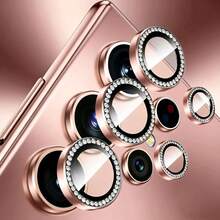 适用于三星 Galaxy S26 S26Plus S26Ultra S25FE 的钻石相机玻璃金属闪光镜头盖 - 粉色 - 查看 2