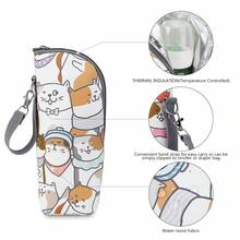 1pc Baby Bottle Insulation Bag, Suitable For Outdoor Travel And Daily Use - Red and White - View 3