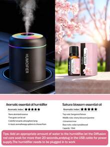 1 180ml Humidifier, Portable Air Humidifier With Cold Mist And LED Lights, USB Powered Small Humidifier, Available In Black And White Colors, Long-Lasting Fresh Air Freshener, Silent Operation, Bedroom Humidifier, Simple Design, Natural Beauty, Quiet Operation, Suitable For Home, Office, Bedroom, Car, Bar, Women's Gifts. - Nhiều màu - Xem 19