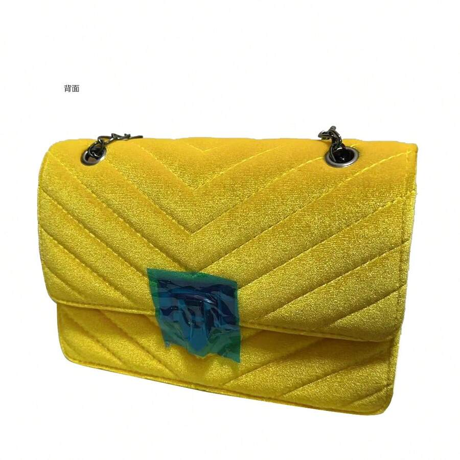 2025新款时尚链条小方包百搭单肩包 - 黃色 - 查看 1