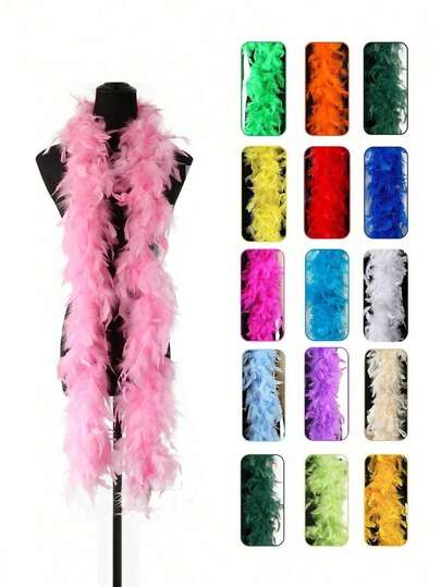 1PC Colorful Artificial Fur Boas 6.6ft Artificial Fur Boa For Women For Dancing Wedding Party,Stage Decoration Holiday Party Headwear Accessories Clothing Accessories, ,Scarf Decoration, Suitable For Birthday Party, Horse Racing, Tea Party, New Year's Eve, Concert And Home Decor, Dance Wedding, Stage Performance, Carnival Costume And Accessories, Party Supplies,Ideal Choice For Gifts