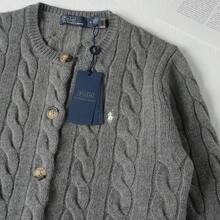 Polo Ralph Lauren Classic Embroidered Wool Cardigan  ,Women's Knitwear - 灰色 - 查看 2