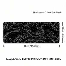 Alfombrilla de ratón grande con mapa topográfico en blanco y negro - Alfombrilla de ratón extendida con contorno, gran almohadilla para teclado, fácil de limpiar, alfombrilla de escritorio lavable con base de goma antideslizante, bordes cosidos con precisión, regalo de alfombrilla de ratón, protector de escritorio - A - Ver 16