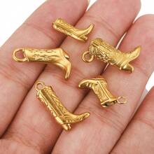 3 Pcs 304 Stainless Steel Boot Pendant Shoe Pendant Plated 18K Gold DIY Bracelet Necklace Bag Pendant Pendant - Multicolor - View 2
