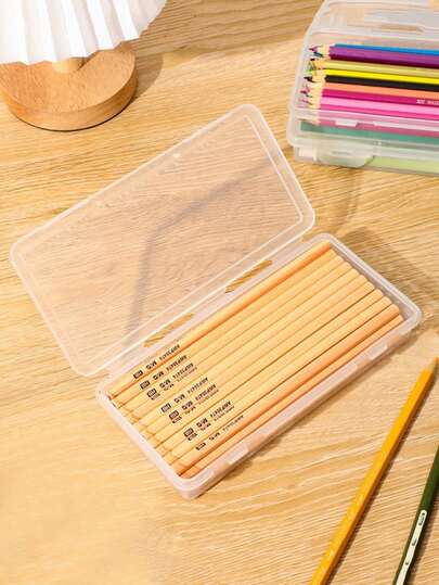 1/2/3/4pcs Transparent Stationery Storage Box, Desktop Organizer Box For Office Supplies, Pen Holder, Large Capacity Pencil Case, Lightweight And Durable Plastic Storage Box, Multifunctional Home Organization Tool