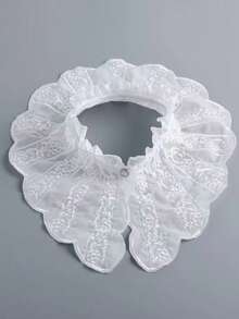 1 pieza Capa con cuello alto de estilo gótico lolita, con bordado pesado y ribete de encaje, con cuello decorativo desmontable - Blanco - Ver 9