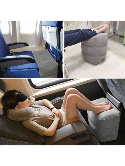 PVC Material Inflatable Foot Rest Pillow, Suitable For Airplane, Car, Bus, Travel, Flight, Train, Student Supplies, Leg Support, Relaxation, Relieves Leg Fatigue, Ergonomic Design For Commuters, Sedentary And Standing Users